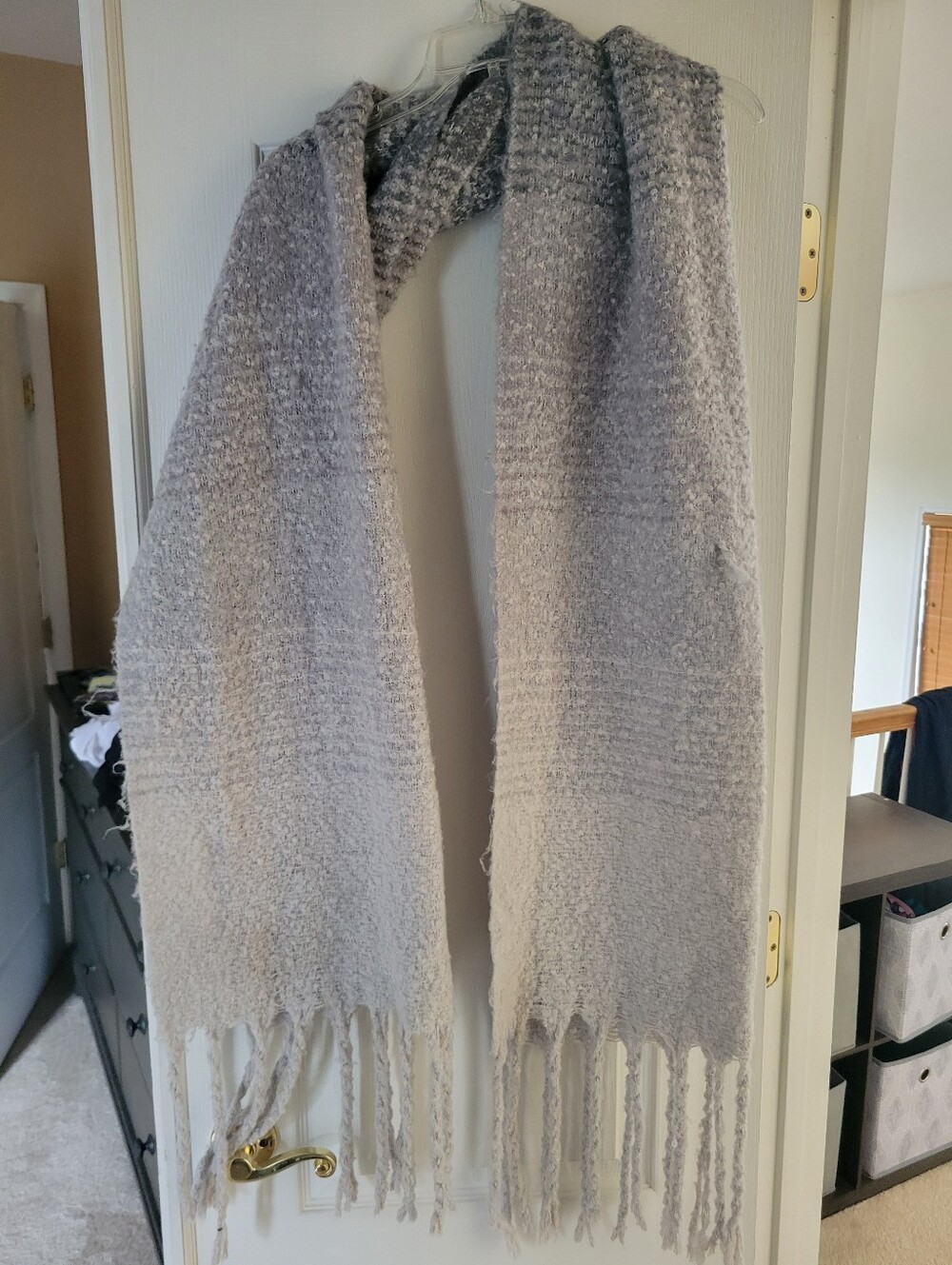 Mer Sea Anthropologie Gray Ombre Fringe Oversized Blanket Scarf Shawl Wrap Cozy